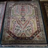 A Persian Hand Made Silk Qum Rug, 80x60cms