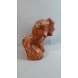 A Mid 20th Century Sculpted Plaster Semi-Abstract Female Nude Figure, Signed 'A. 54.' 28cms High