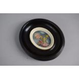 An Oval Framed Portrait Miniature of Horatio, Lord Nelson. Frame 14cms High