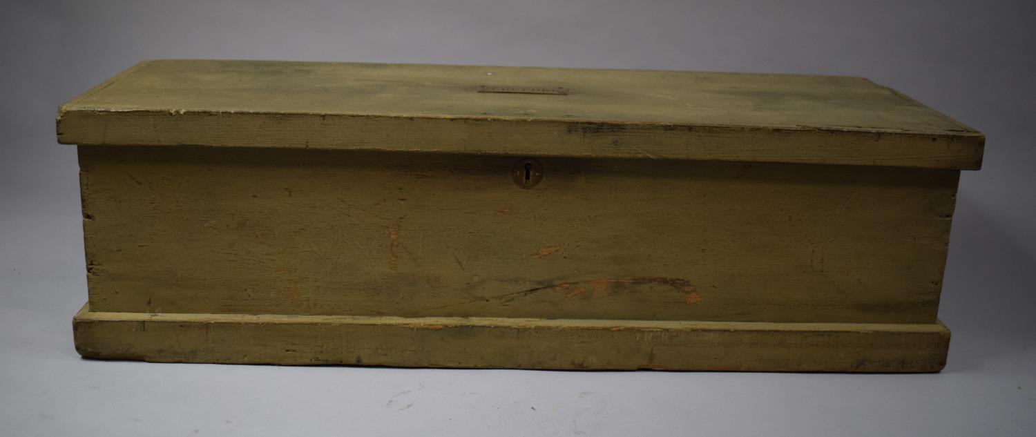 A 19th Century Painted Pine Box, The Top with a Brass Label 'County of Hereford', 25cm x 30cm x 90cm - Image 2 of 4