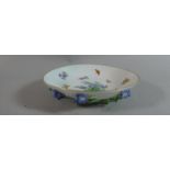 A Meissen Floral Encrusted Dish with Painted Flower and Insect Decoration. Underglaze Crossed