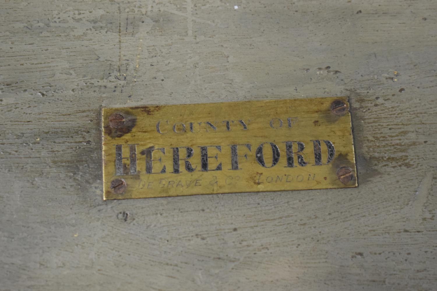 A 19th Century Painted Pine Box, The Top with a Brass Label 'County of Hereford', 25cm x 30cm x 90cm - Image 4 of 4