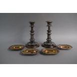 A Set of Four Sheffield Plated Shallow Rectangular Salts Together with a Pair of Sheffield Plated