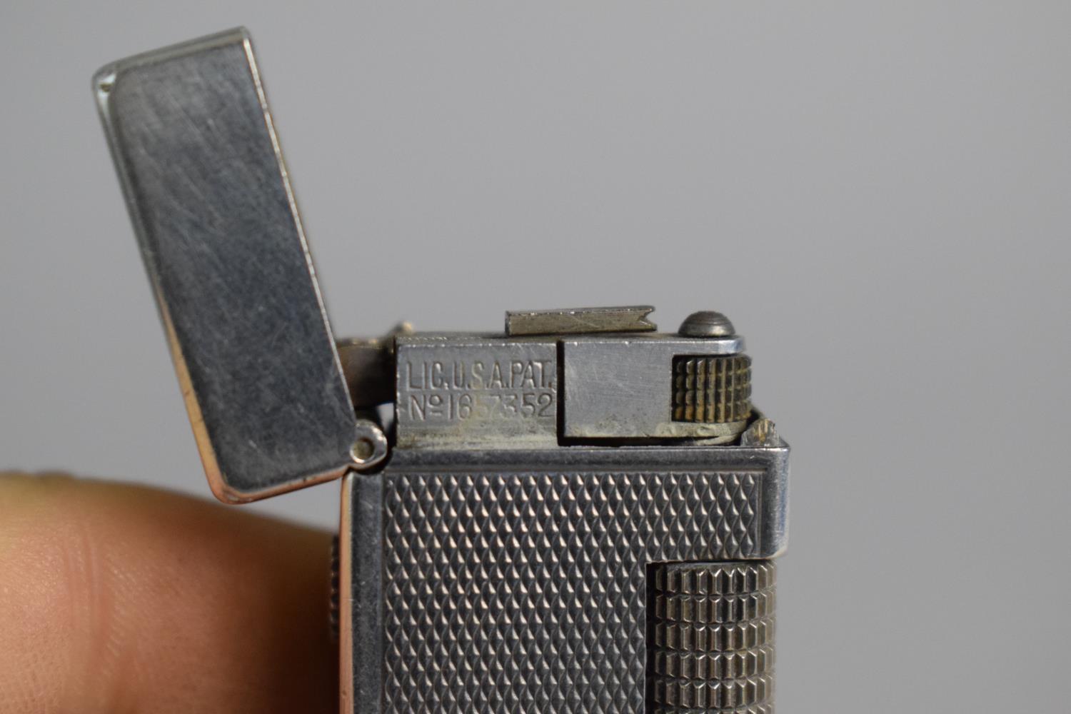 A Vintage Dunhill Silver Plated "Rollagas" Lighter with Engine Turned Decoration (Please Note we are - Image 3 of 4