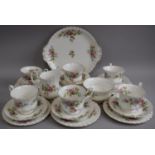 A Collection of Royal Albert Moss Rose Teawares to Include Six Trios Cake Plate, Milk and Sugar