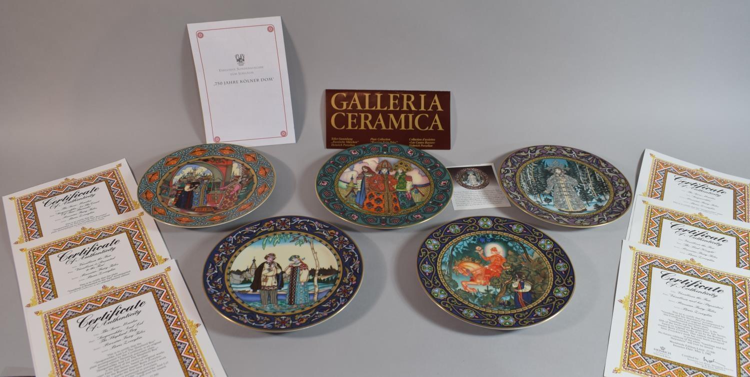 A Collection of Five German Heinrich Villeroy & Boch Plates From the Russian Fairy Tales