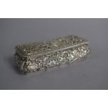 A Small Rectangular Silver Dressing Table Box with Repousse Decoration, 9cms Wide, 50gms