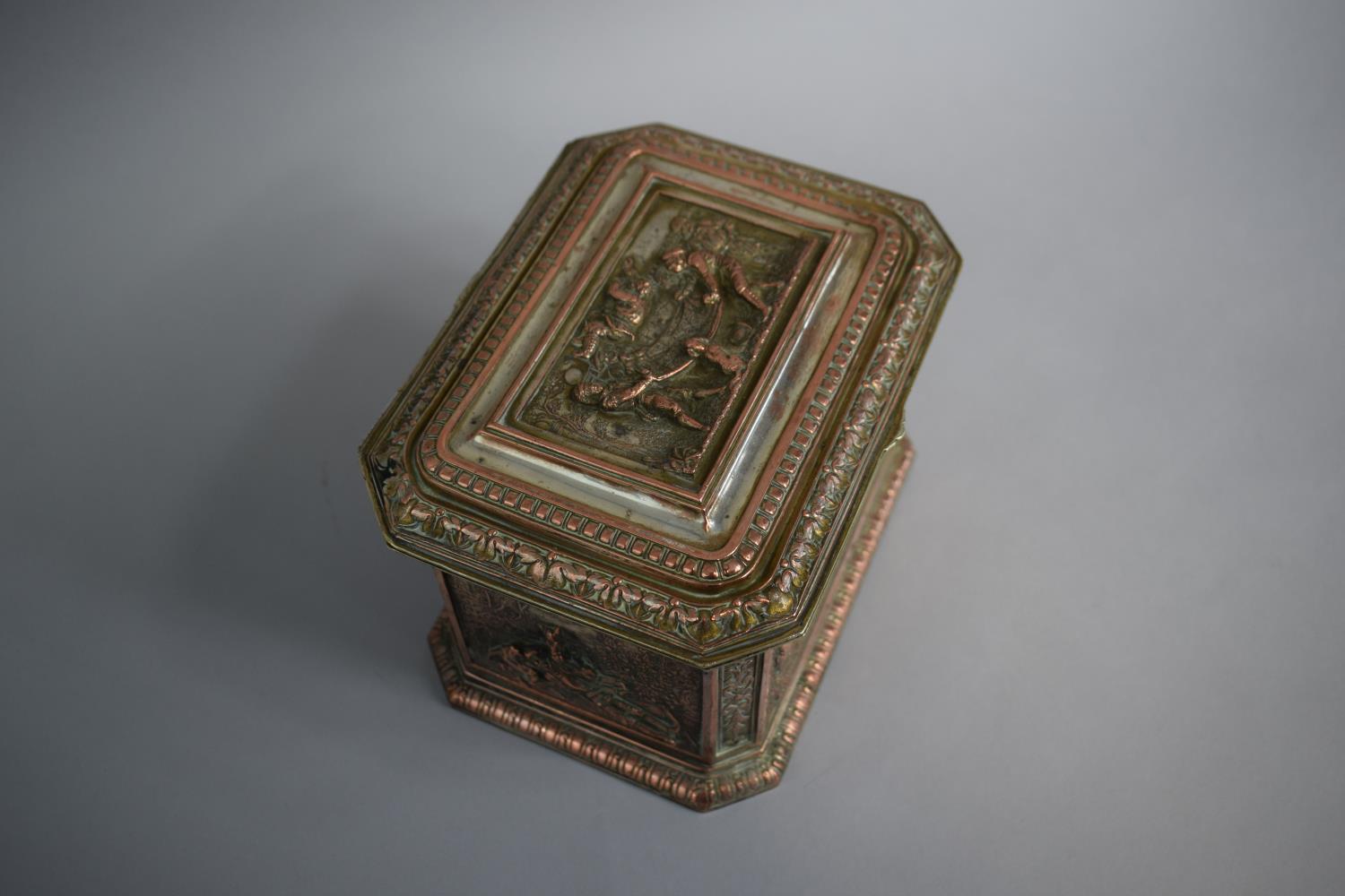 A 19th Century Silver Plate on Copper Musical Jewellery Box Having Hinged Lid to Satin Lined - Image 3 of 4