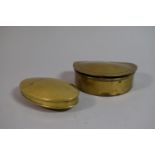 Two 19th Century Welsh Miners Brass Snuff Boxes both with Hinged Lids and One with Punched