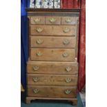 A 19th Century Oak Chest on Chest the Top Section with Three Short Drawers Over Three Long