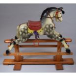 A 20th Century Dapple Grey Rocking Horse on Pine 'H' Frame. 103cms to Tip of Ears Probably Patterson