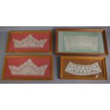 A Pair of Framed Victorian Lace Cuffs Together with Two Other Framed Examples of 19th Century Lace