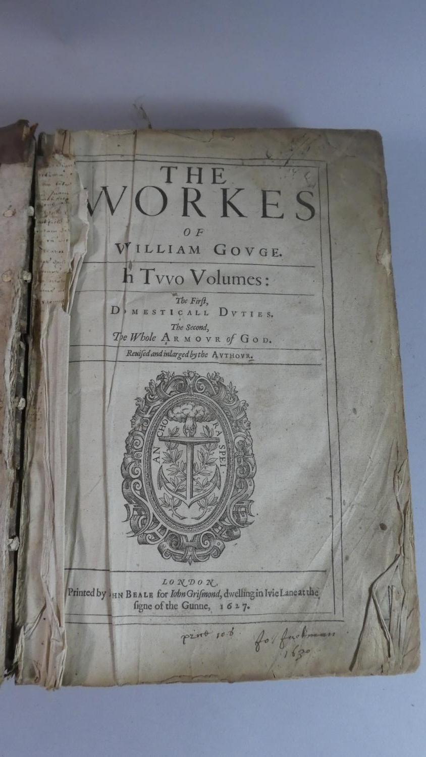 A 17th Century Leather Bound Edition of 'The Workes of William Gouge in Two Volumes: The First - Image 2 of 4
