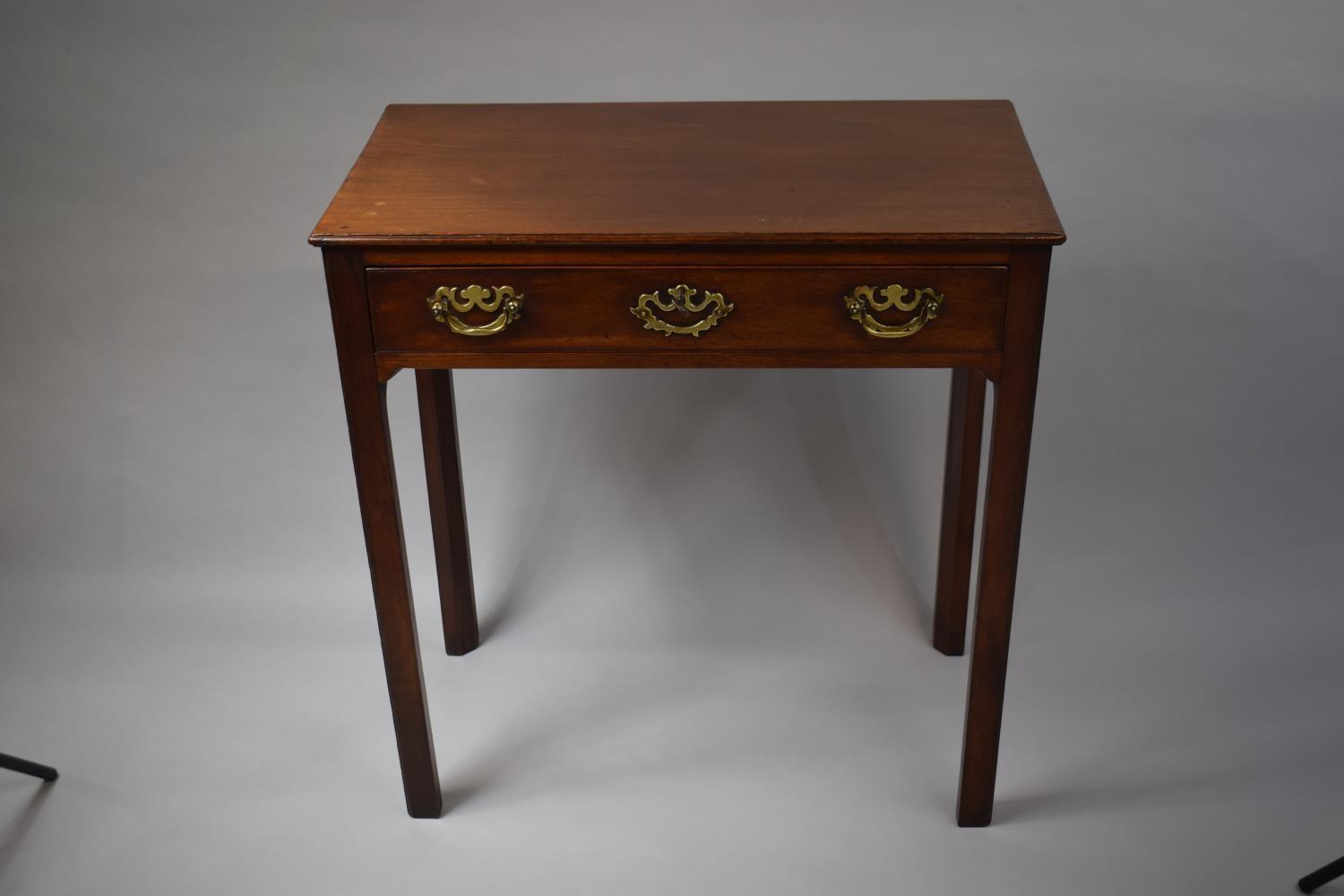 A 18th Century George III Mahogany Side Table with a One Piece Solid Top over a Single Drawer with - Image 2 of 3