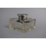 A Silver Topped Square Glass Inkwell/Pen Rest, 7cm, Chester 1922