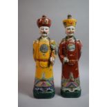 A Pair of Oriental Figures of Mandarins, 29cm High