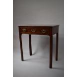 A 18th Century George III Mahogany Side Table with a One Piece Solid Top over a Single Drawer with