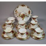 A Royal Albert Old Country Rose Tea Set Comprising Teapot, Cream, Sugar, Two Bread and Butter