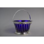 A Silver Basket with Cobalt Blue Glass Liner, 12.75cm Diameter, Birmingham 1906