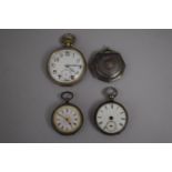 Three Silver Pocket Watches including a Continental Example (All AF) together with a White Metal and