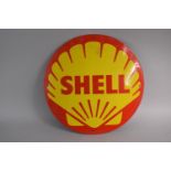 A Circular Single Sided Enamel Sign for Shell, 40cm Diameter