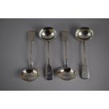 A Set of Four Victorian Silver Ladels, Exeter 1860 by James and Josiah Williams. 261gms, Monogrammed
