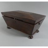 A Mid 19th Century Mahogany Sarcophagus Shaped Tea Caddy with Hinged Lid to Fitted Interior Having