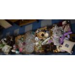 Five Boxes Containing Various Ceramics, Posy Ornaments, Rag Dolls, Glasswares, Table Lamp, Mantle