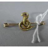 A Yellow Metal Brooch with Coiled Snake Mount, 1.6g