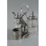 A Late 19th Century Silver Plated Novelty Cruet in the Form of Billy Goat Walking Through Arch,