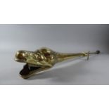 A Brass Dragon Horn with Wall Bracket, 76cm Long