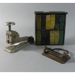 A Collection of Vintage Desk Top Items to Include Novelty Gummed Label, Rubber Band, Paper Clip