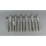 A Set of Six Silver Plated Fish Knives and Forks