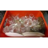 A Box Containing Various Glassware, Various Glass Cruets etc