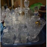 A Tray of Glasswares to Include Six Decanters, Glass Vases and Jugs etc