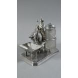 A Victorian Silver Plated Novelty Cruet in the form of Farmer Riding Horse with Etched Glass