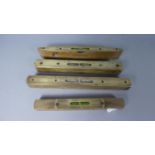 A Collection of Four Vintage Brass Mounted Spirit Levels