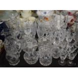 A Collection of Good Quality Cut Glassware to Include Sherries, Champagnes etc Perfume Bottles,