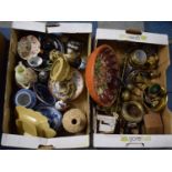 Two Box Containing Various Ceramics, Brasswares etc