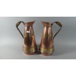 A Pair of Vintage Brass and Copper Ewers, Each 31cms High