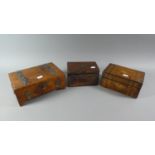 A Collection of Three Wooden Boxes to Include Banded Inlaid Example, Two Division Tea Caddy and