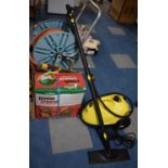 A Cuprinol Power Sprayer, K'archer Steam Cleaner and a Hose Reel