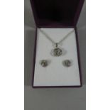 A Silver Suite Comprising Matching Pendant and Pair of Stud Earrings