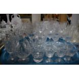 A Collection of Cut Glass Drinking Glasses, Three Babycham Glasses etc