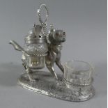 A 19th Century Novelty Silver Plated Cruet in the Form of Sporting Dog with Glass Eyes. 14cms High