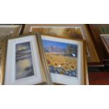 A Framed Print of Exmoor Together with Limited Edition Sunflowers Print and Langdale Pike Print