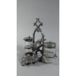 A Victorian Silver Plated Novelty Three Piece Cruet in the Form of Bird in Bower, 14cms High