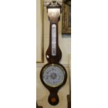 A Reproduction Mahogany Wheel Barometer with Temperature Scale, 96cm high