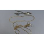 A Collection of Gold and Yellow Metal Necklaces, Silver T Bar and Watch Chain, Silver Identity