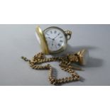 A Modern Gilt Cased Hunter Pocket Watch with Chain and Reproduction Fob